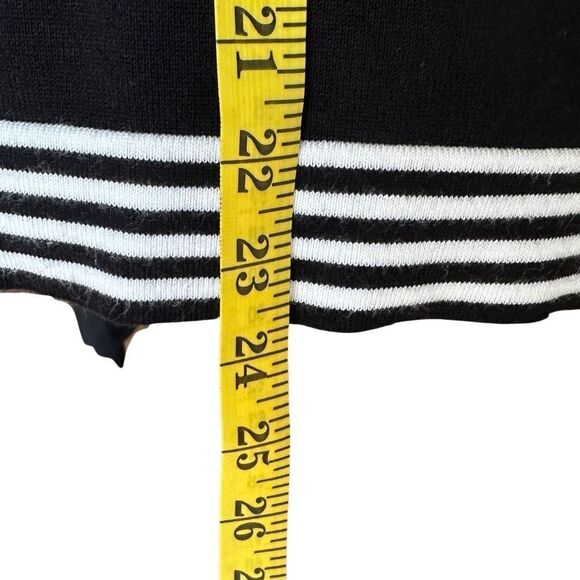 Women's Long Sleeve Cardigan Button-Up Black & White Size Large - Picture 5 of 9